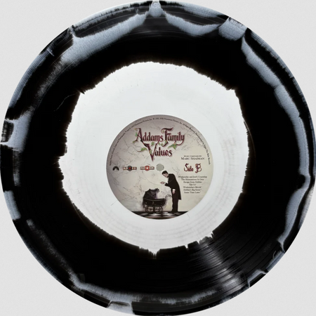 Close up of the variant for Addams Family Values. Features a black and white color in color effect.