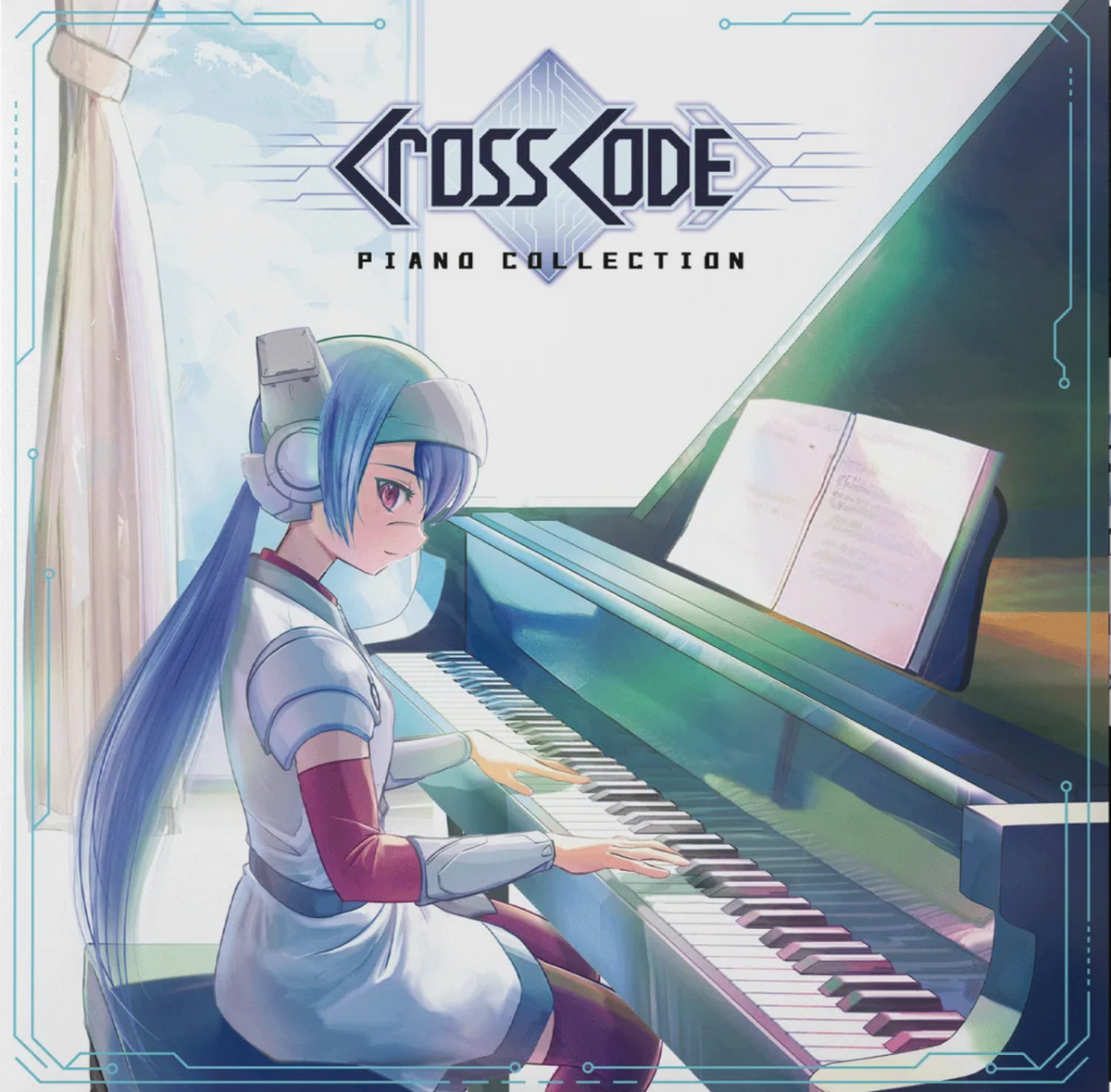 Illustrative anime style cover art of a character playing piano. The top has the Crosscode logo and says "Piano collections".