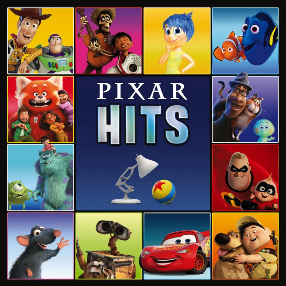 Vinyl cover art featuring a collage of various Pixar characters from over the years.