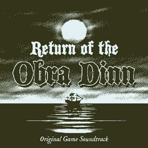 Album cover for 'Return of the Obra Dinn' original game soundtrack with ship and moon pixel art